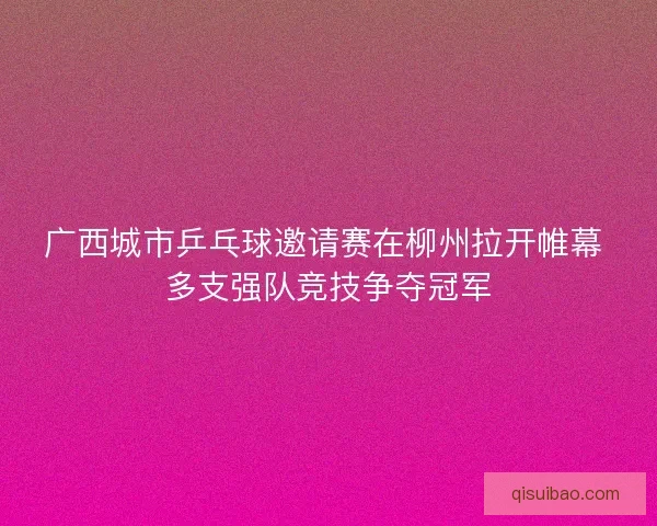 广西城市乒乓球邀请赛在柳州拉开帷幕 多支强队竞技争夺冠军